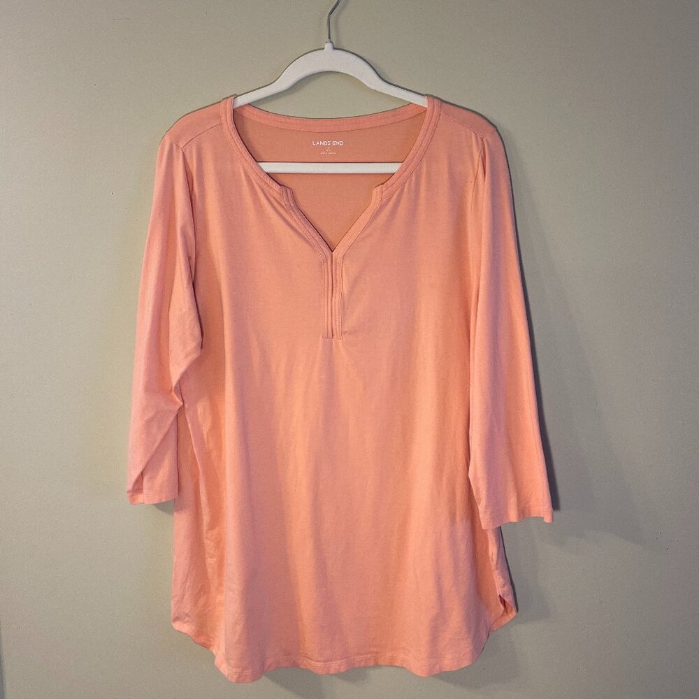 Women's Lands' End 3/4 sleeve Tunic Top Pink